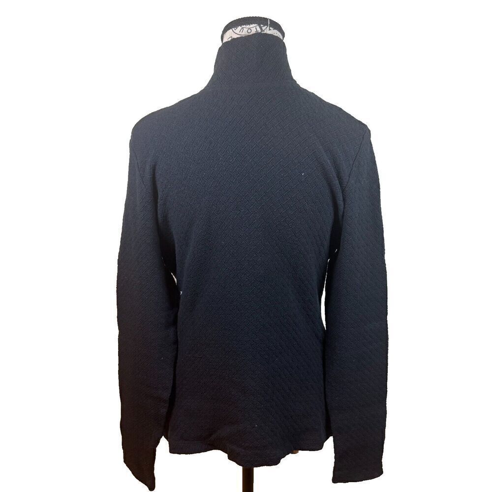 J Mclaughlin Black Mock Neck Stretch Diamond Pattern Sweater Back Zip Sz Small
